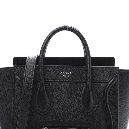 Celine Drummed Calfskin Nano Luggage Black 9 of 9