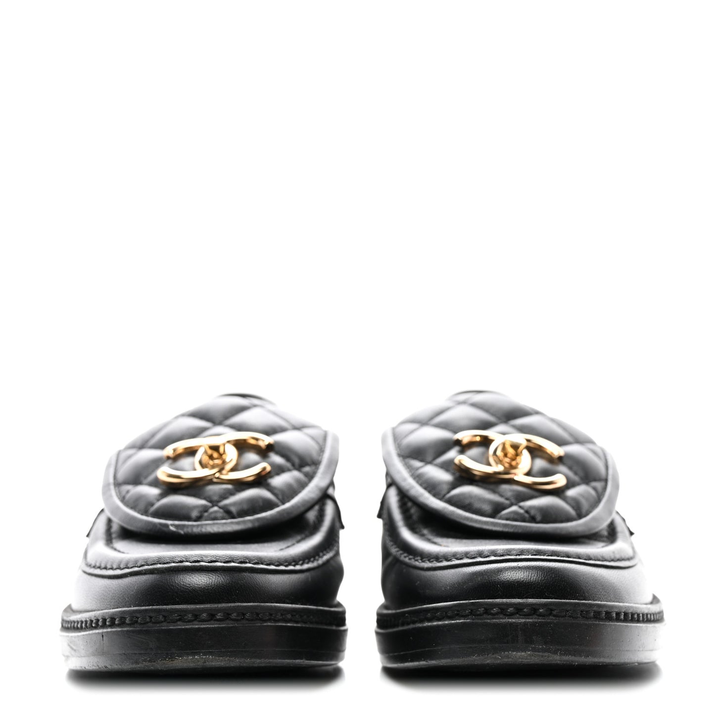 Lambskin Quilted CC Turnlock Loafers 35 Black