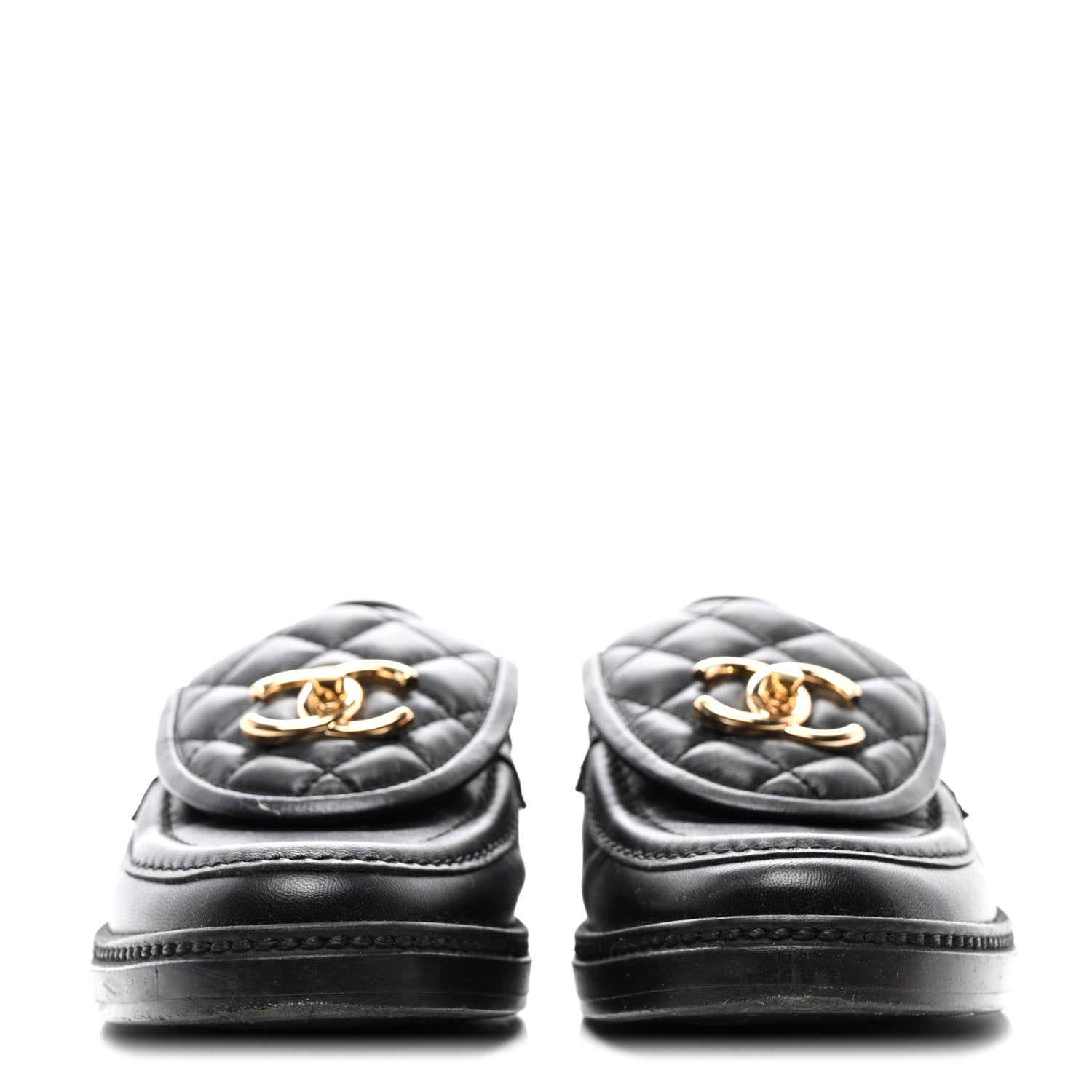 Chanel Lambskin Quilted CC Turnlock Loafers 35 Black 2 of 9