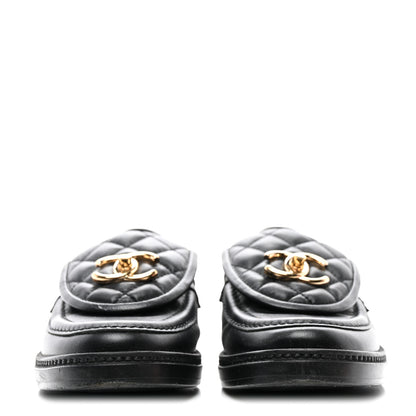 Chanel Lambskin Quilted CC Turnlock Loafers 35 Black 2 of 9
