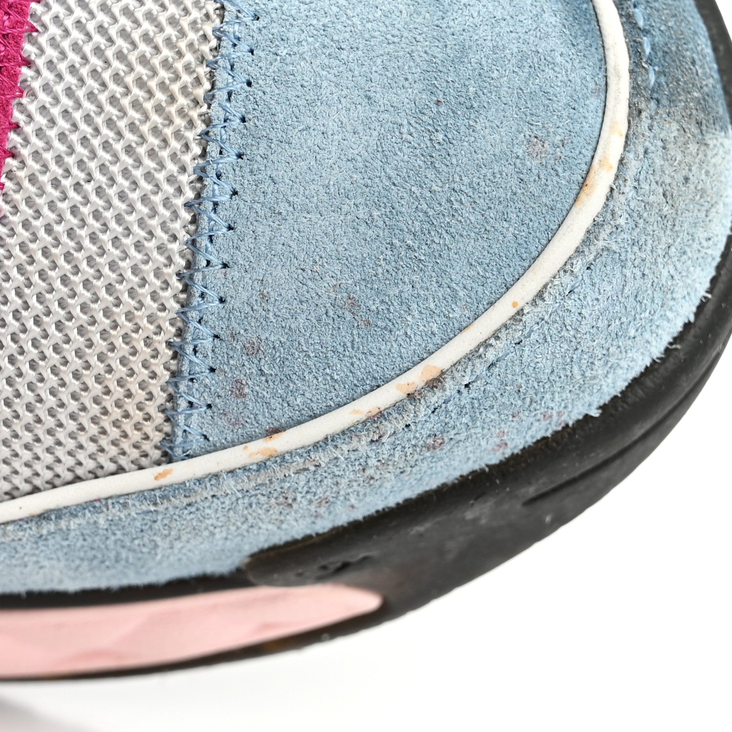 Chanel Fabric Suede CC Sneakers 41 Light Grey Light Blue Fuchsia 14 of 16