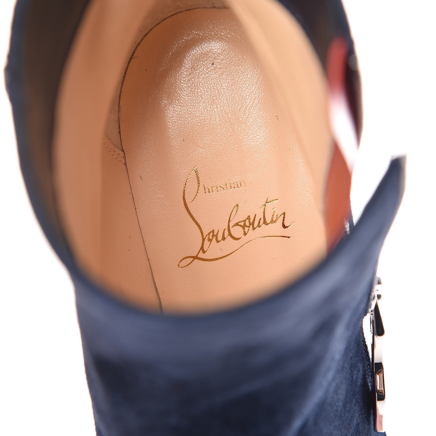 Veau Velours Telezip 85 Ankle Bootie 36 Marine Black Lucido
