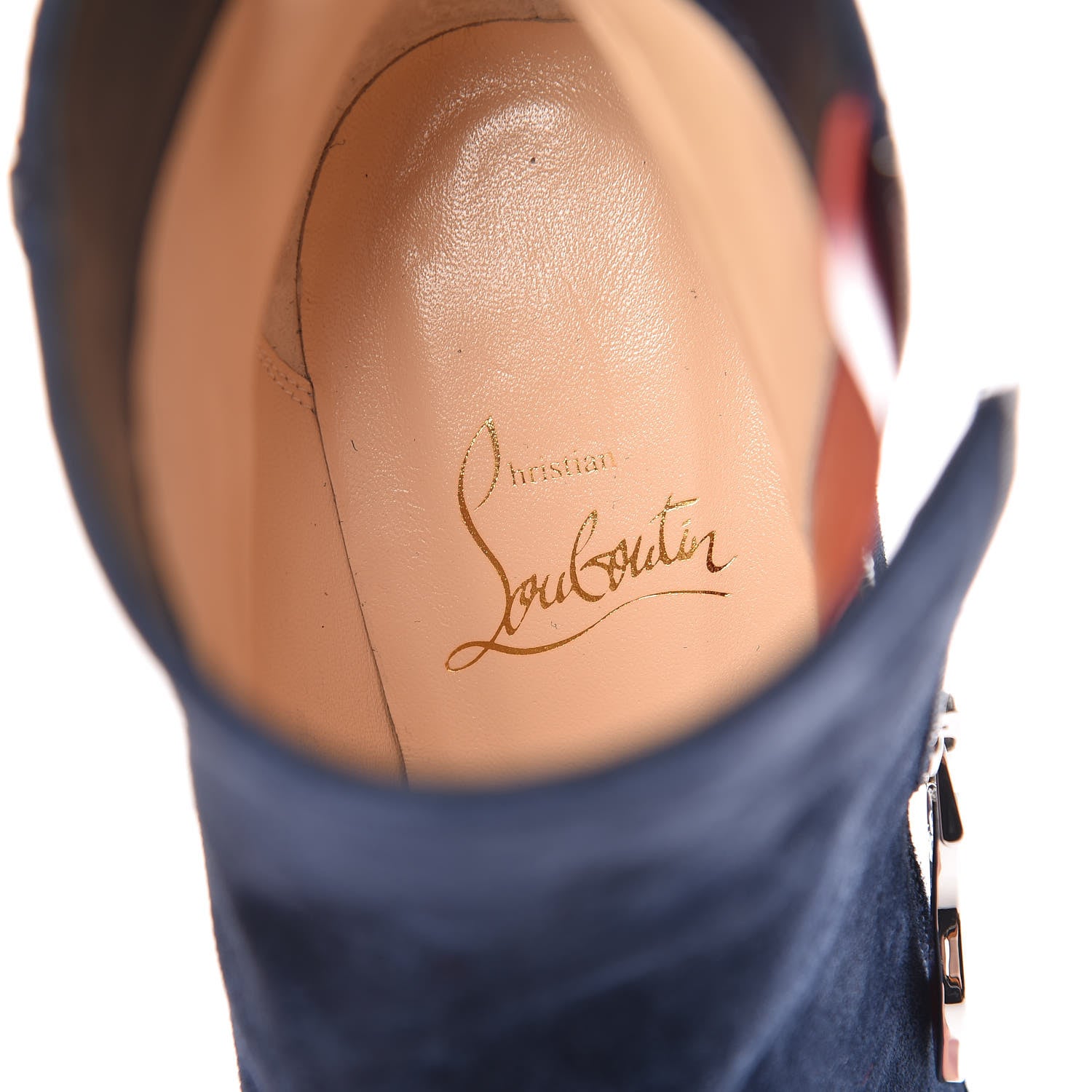 Christian Louboutin Veau Velours Telezip 85 Ankle Bootie 36 Marine Black Lucido 7 of 8