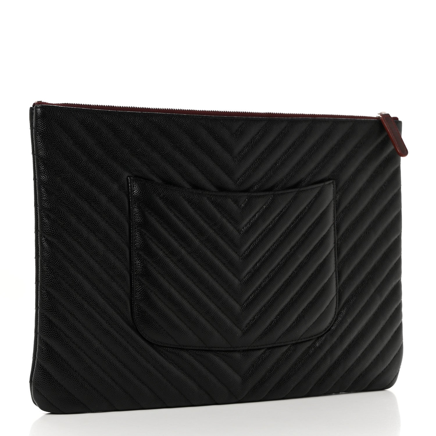 Chanel Caviar Chevron Quilted Large Cosmetic Case Black 3 of 7