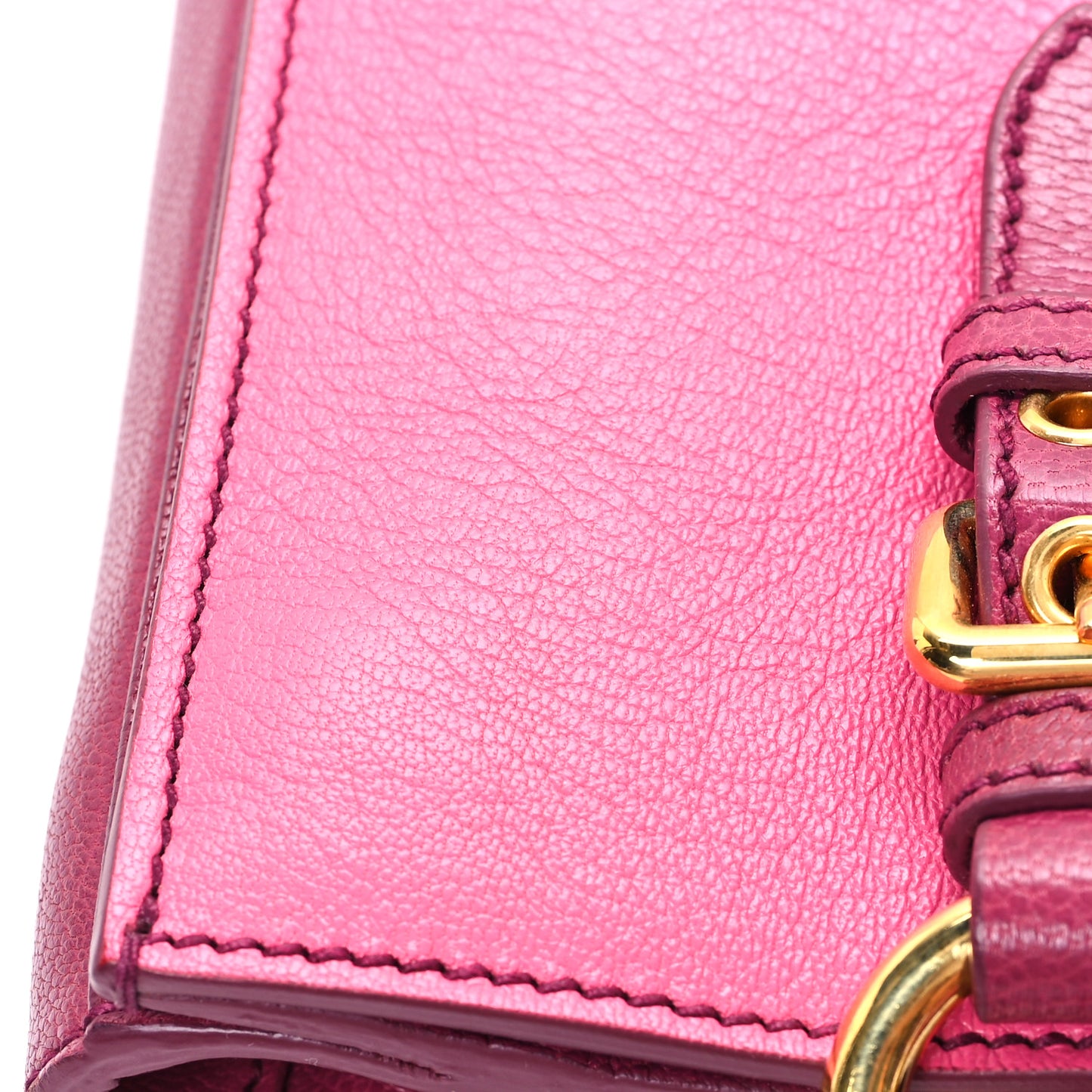 Goatskin Madras Bi-Color Shopping Tote Pink Malva