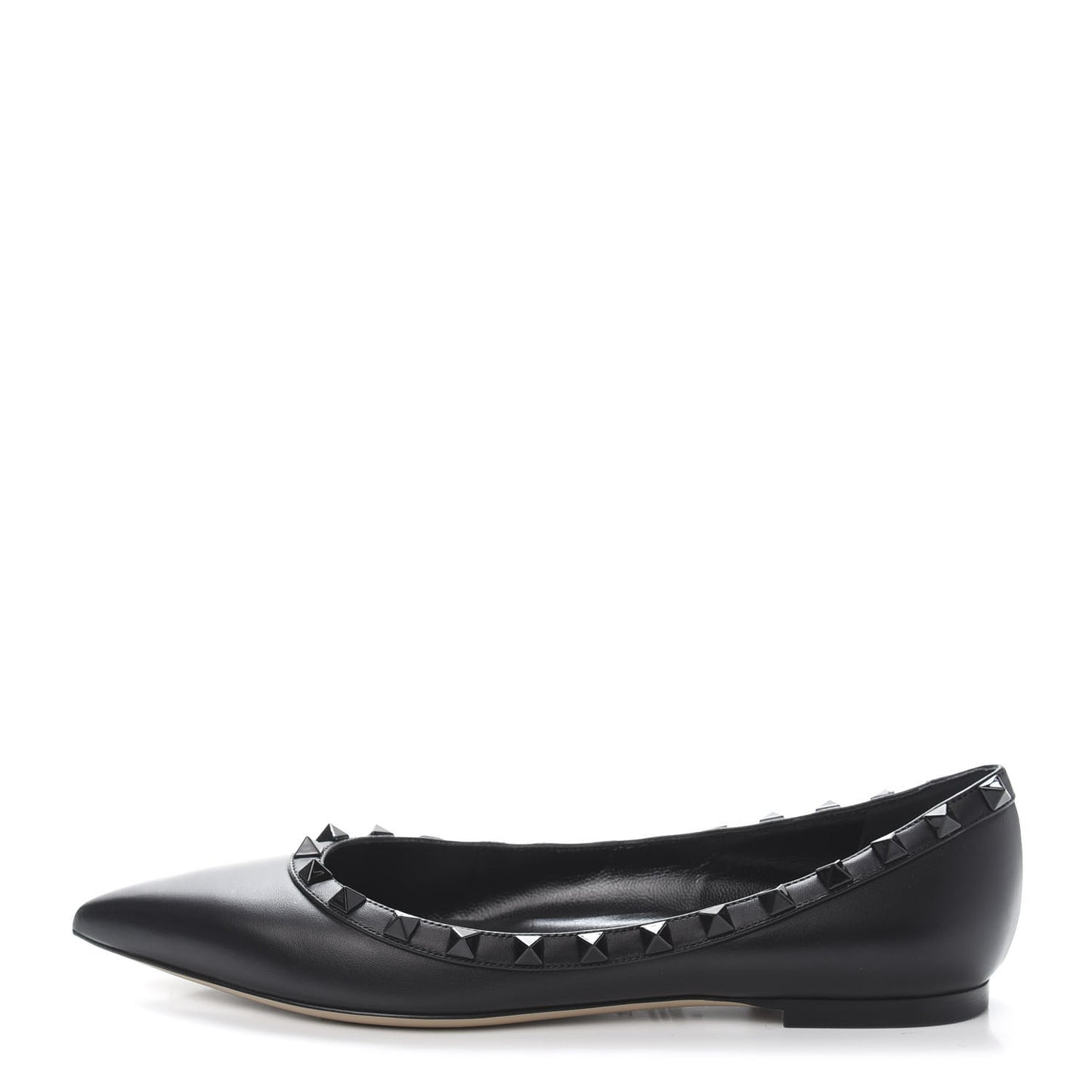 Calfskin Lacquered Monochrome Rockstud Ballerina Flats 37 Black