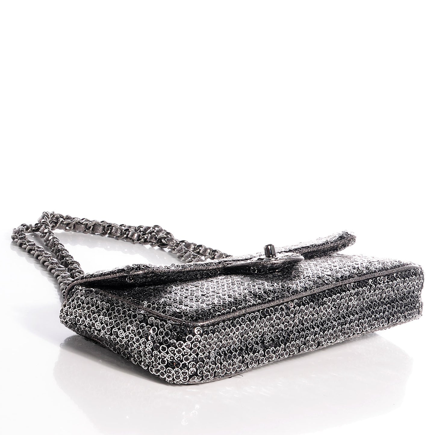 Sequin East West Flap Dark Silver