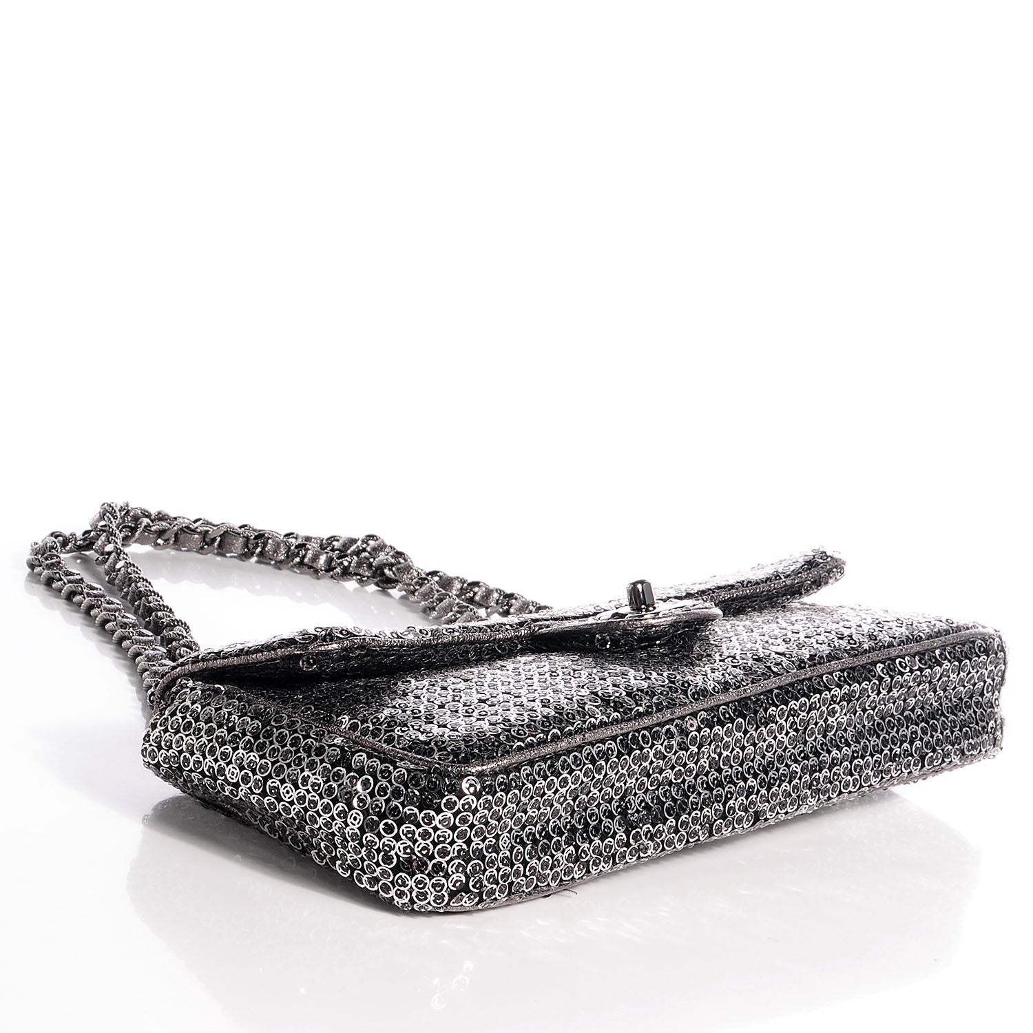 Chanel Sequin East West Flap Dark Silver 4 of 8
