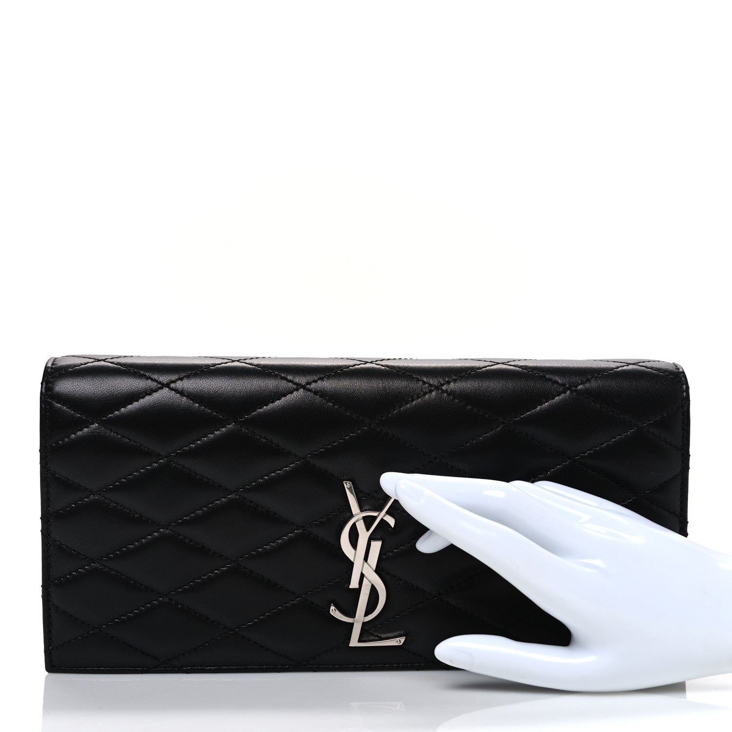Saint Laurent Lambskin Quilted Kate Clutch Black 2 of 6