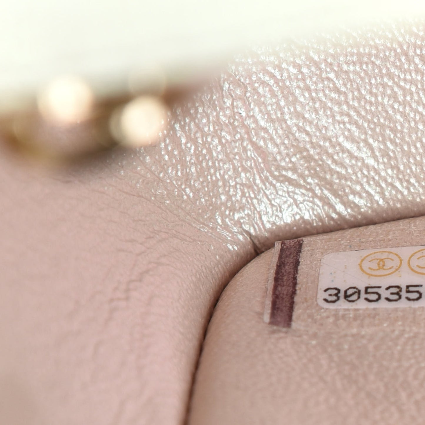 Iridescent Lambskin Quilted Mini Rectangular Flap Ivory