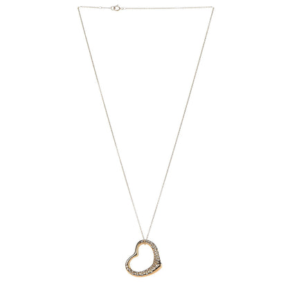 Tiffany 18K Yellow Gold Diamond Elsa Peretti Open Heart Pave Pendant Necklace 3 of 7