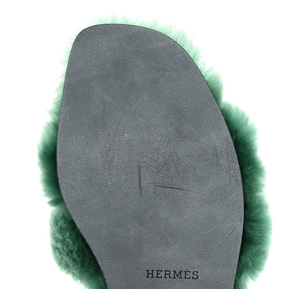 Hermes Woolskin Oran Sandals 36 Vert Anglais 8 of 8