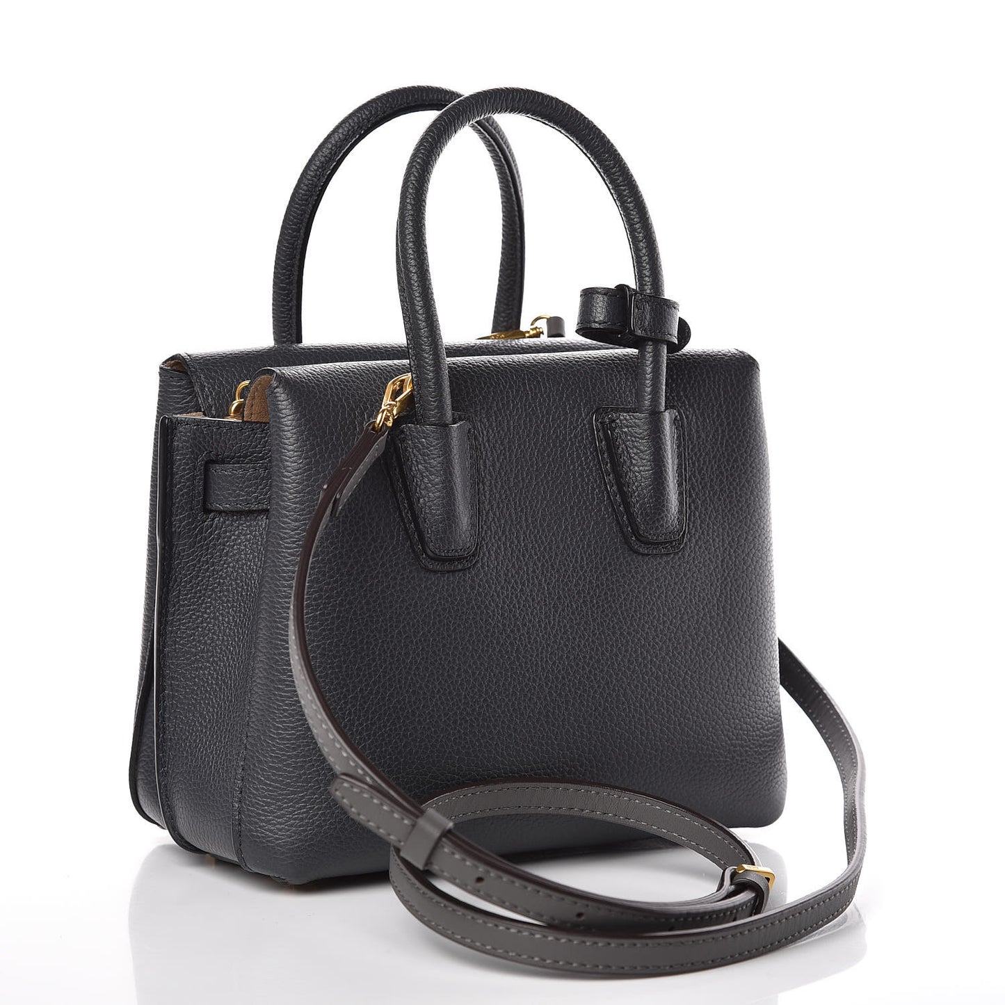 Grained Calfskin Mini Milla Tote Phantom Grey