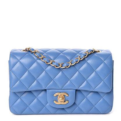 Chanel Lambskin Quilted Mini Rectangular Flap Blue 1 of 9