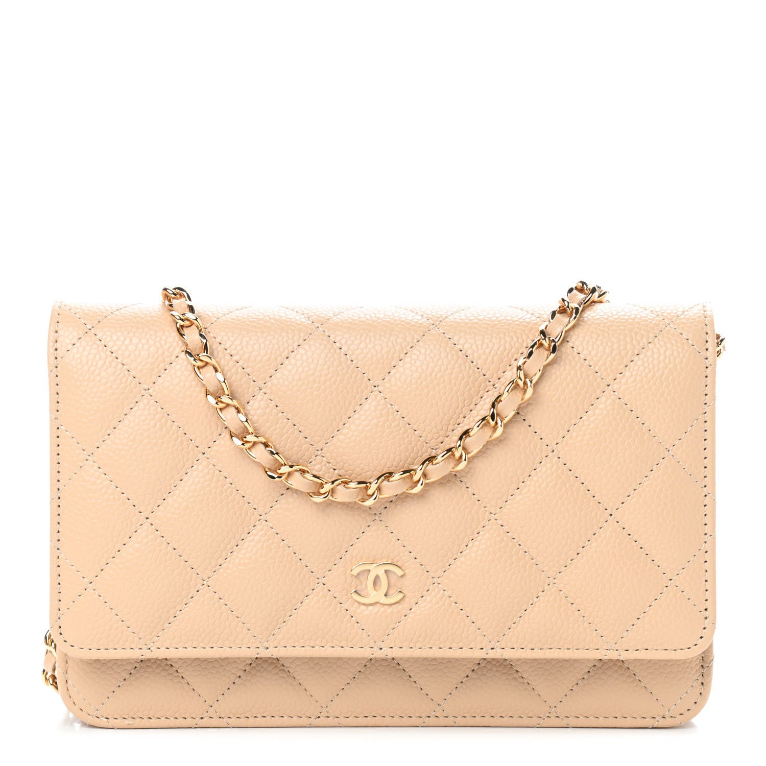 Chanel Caviar Quilted Wallet On Chain WOC Beige 1 of 9