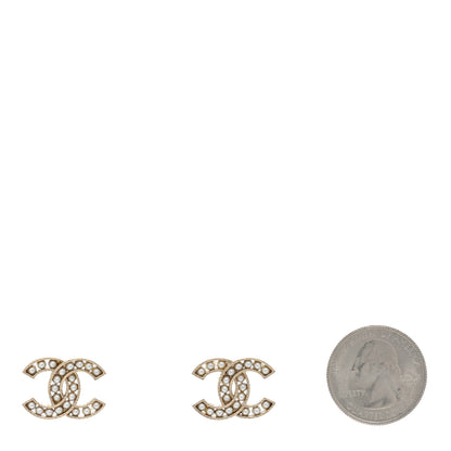 Chanel Pearl CC Stud Earrings Gold 2 of 3