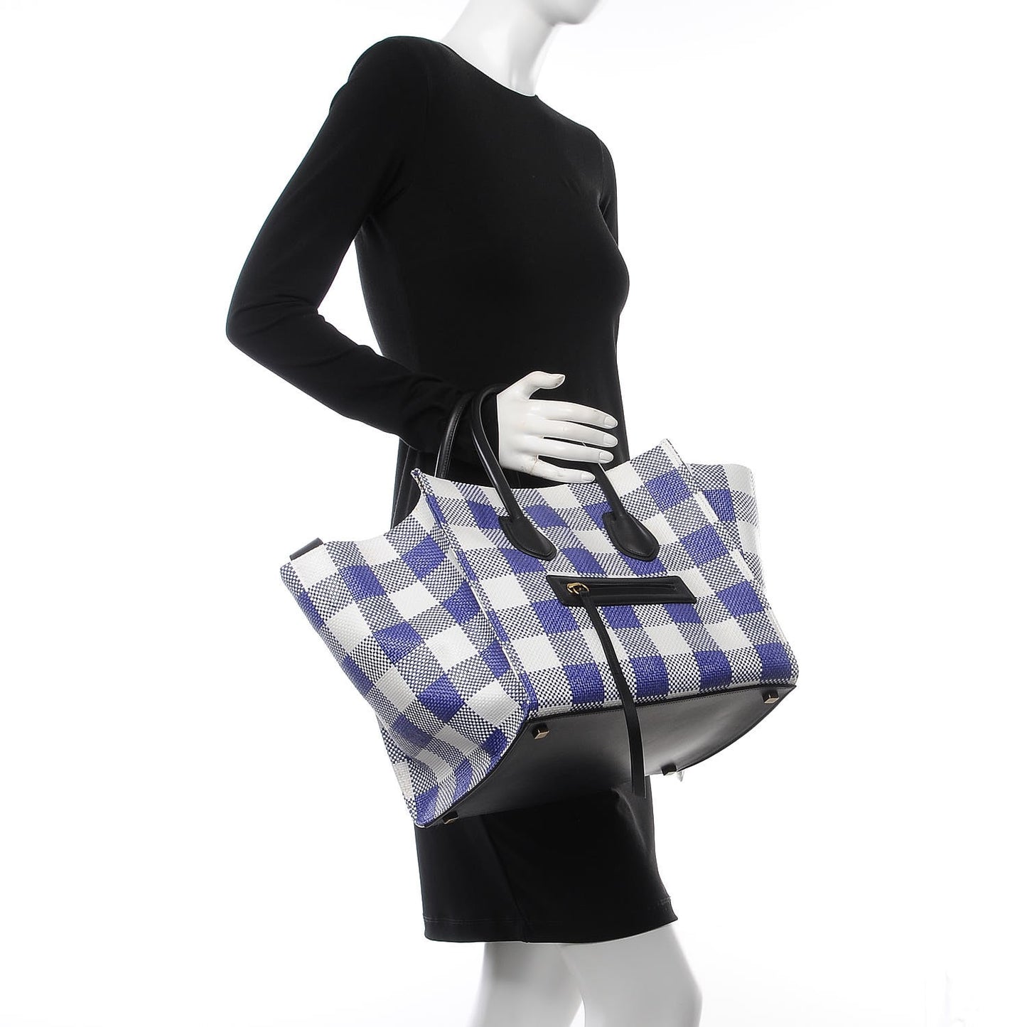 Gingham Woven Medium Phantom Luggage Cobalt