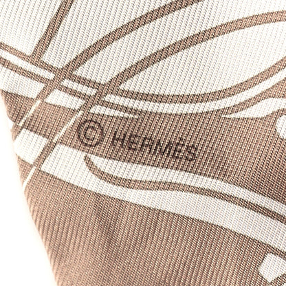 Hermes Silk Ex-Libris Twilly Beige White Caramel 4 of 4