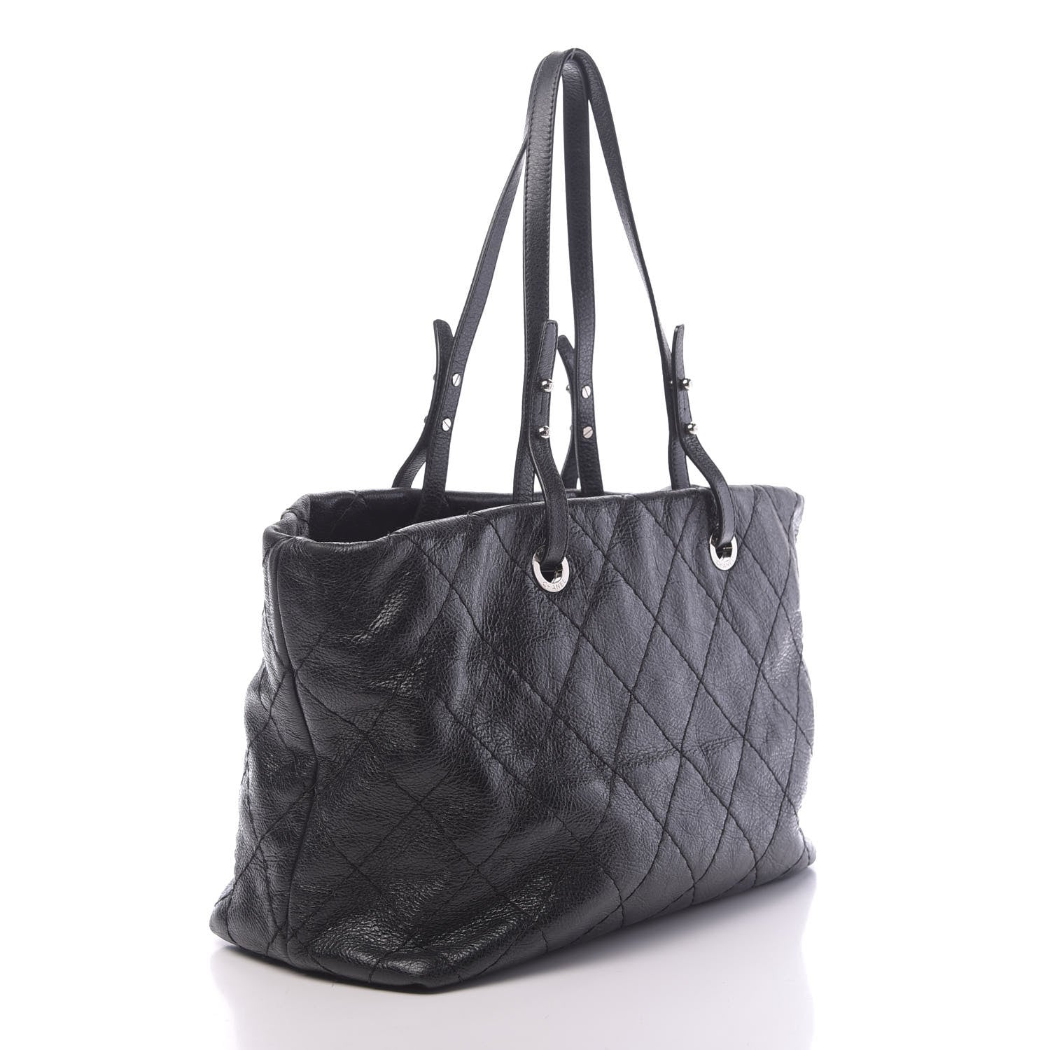 Chanel Glazed Calfskin Large On The Road Tote Black 3 of 10