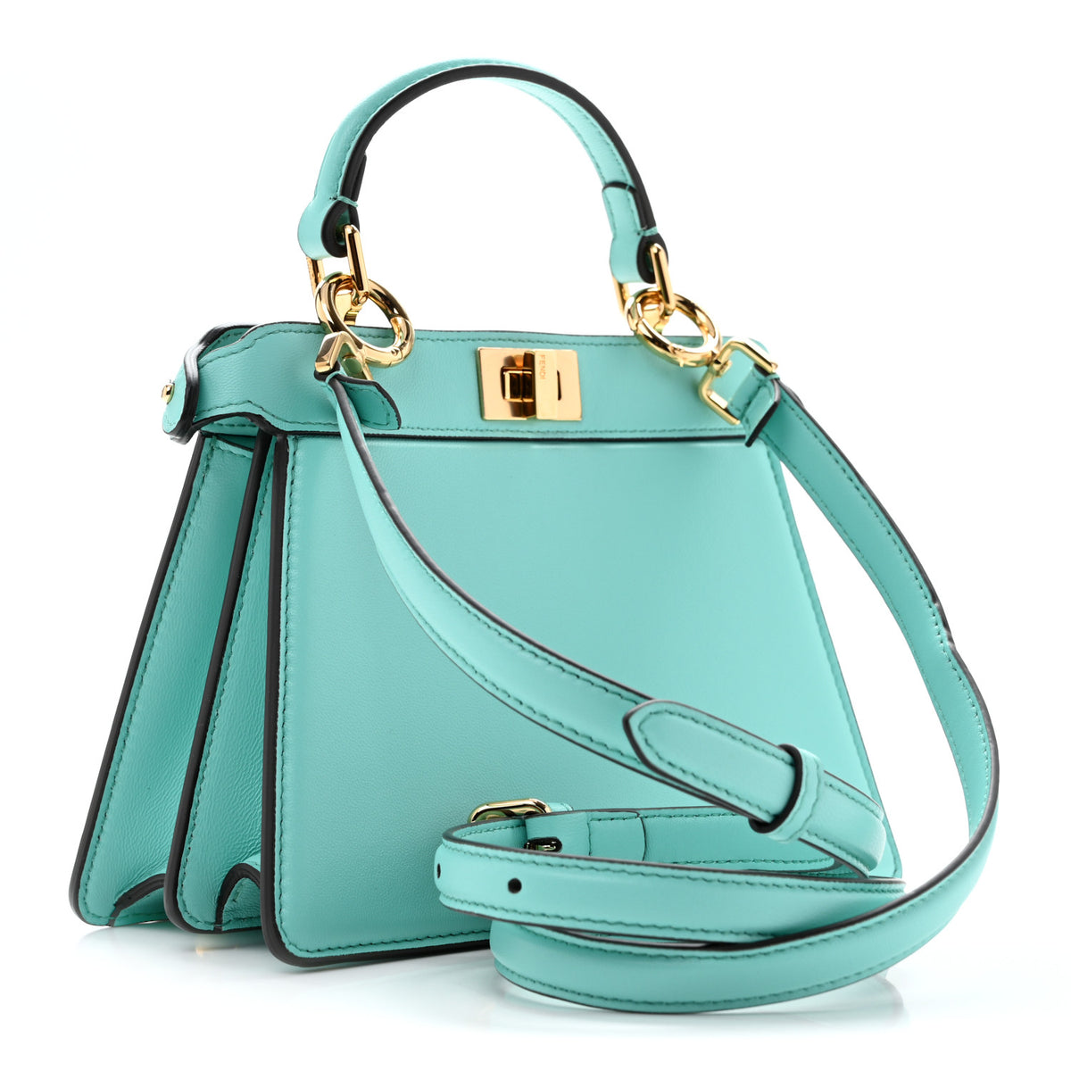 Fendi Shiny Nappa Petite Peekaboo I SEE U Satchel Spring Turquoise 3 of 12