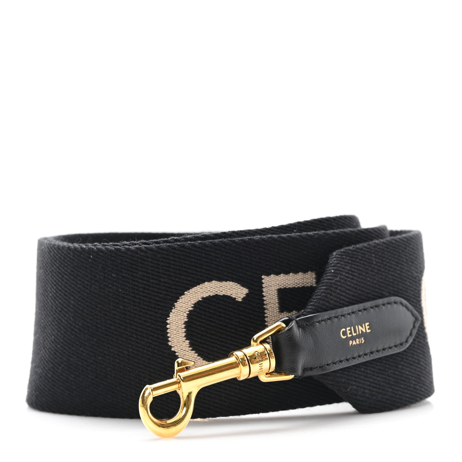 Celine Jacquard Wool Logo Short Strap Black Beige 1 of 3