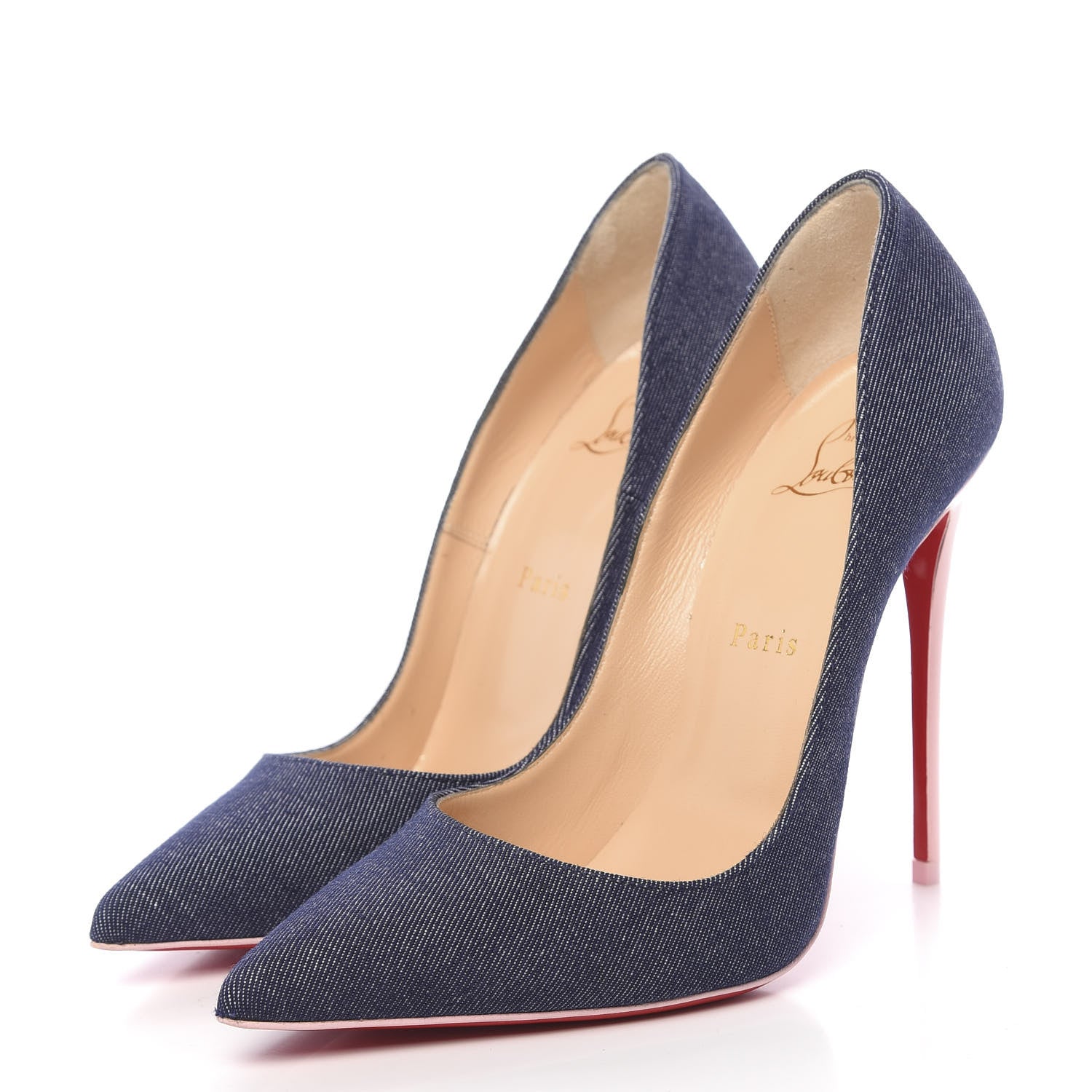 Christian Louboutin Denim Patent So Kate 120 Pumps 38.5 Blue Pompadour 3 of 10