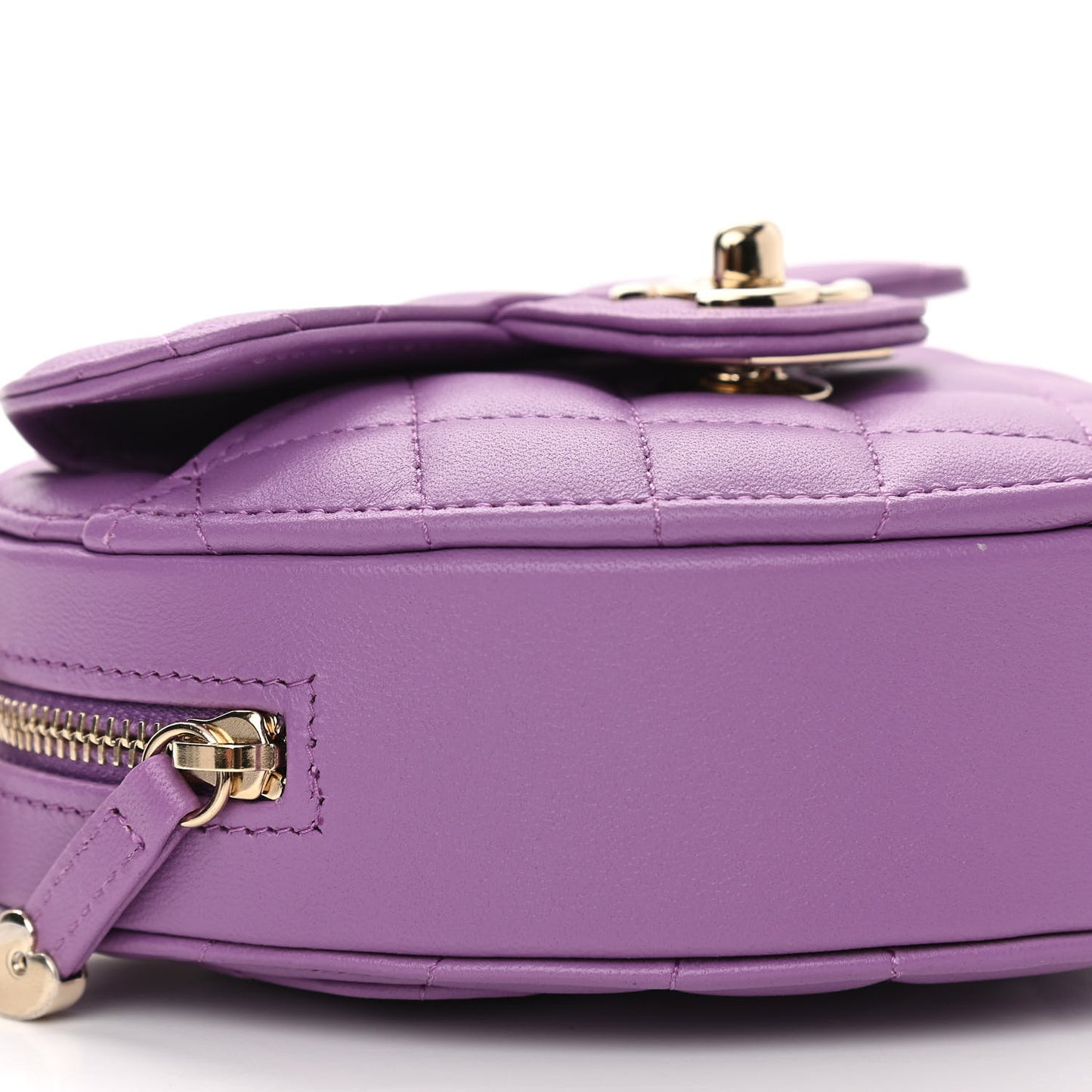 Lambskin Quilted CC In Love Heart Clutch With Chain Purple