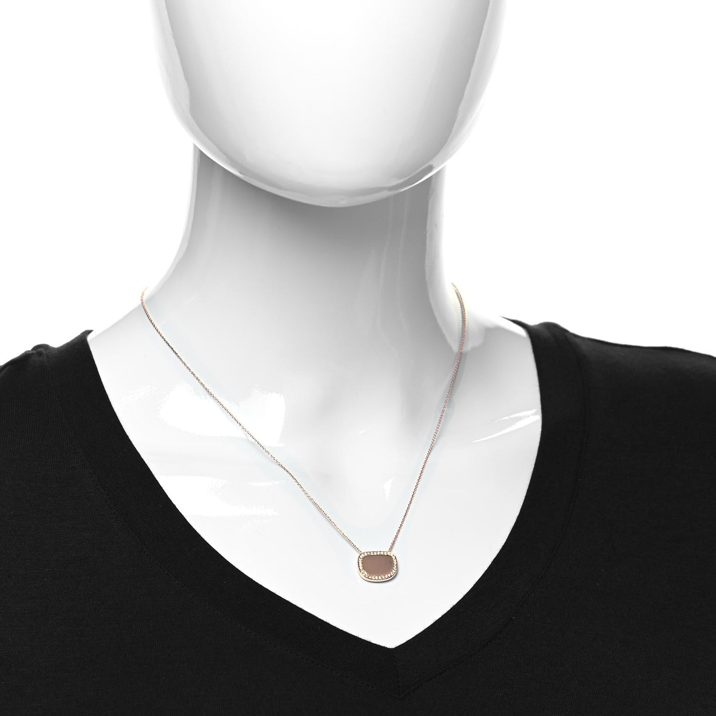 18K Rose Gold Diamond Amphibole Pendant Necklace