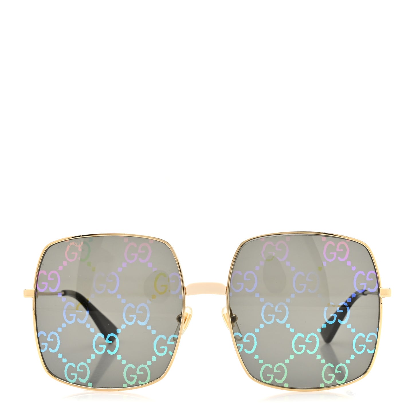 Metal Rectangular Frame Sunglasses GG0414S Gold Multicolor