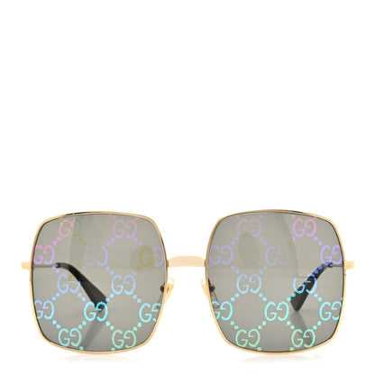 Gucci Metal Rectangular Frame Sunglasses GG0414S Gold Multicolor 2 of 8