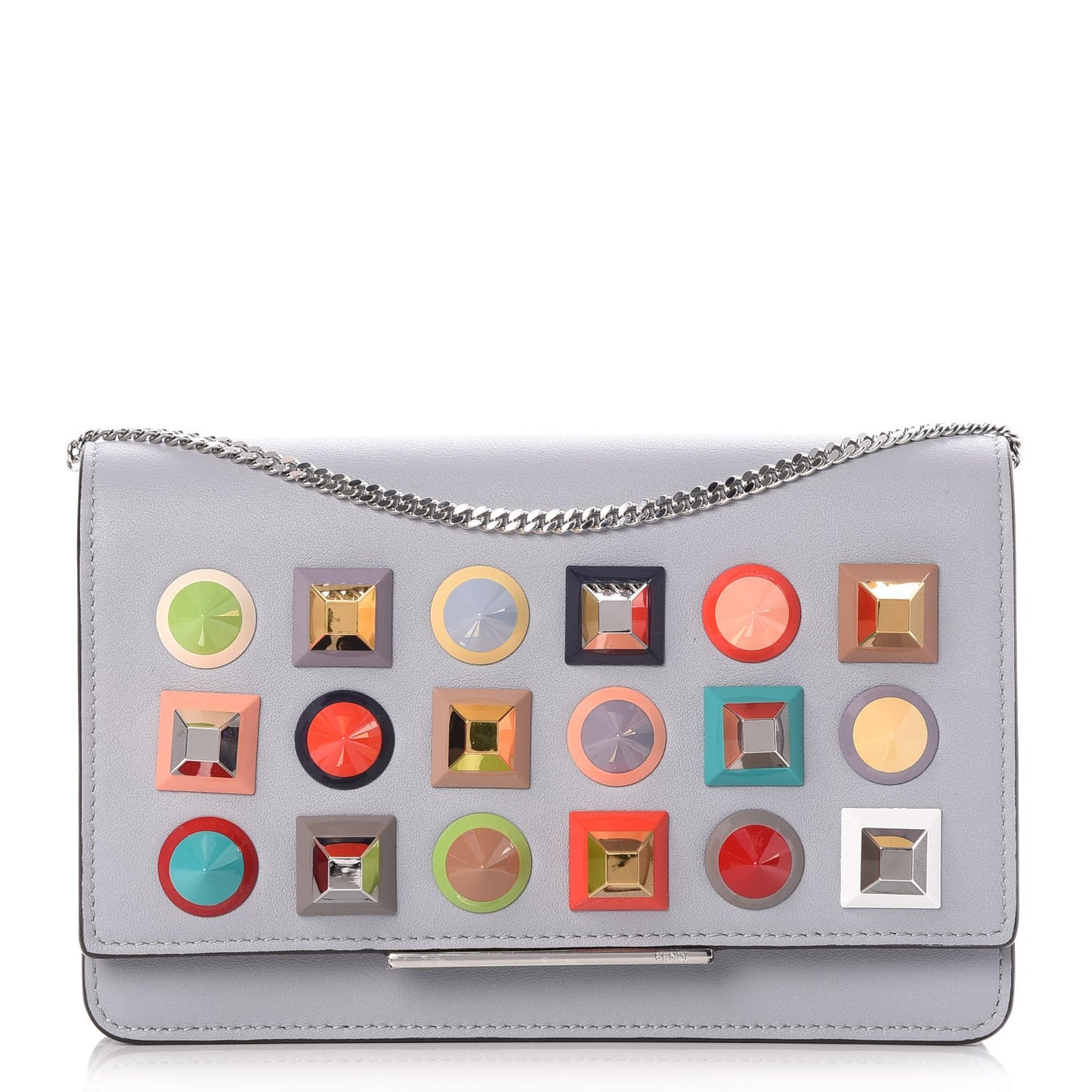 Vitello Dolce Studded Tube Wallet On Chain Ardesia Multicolor