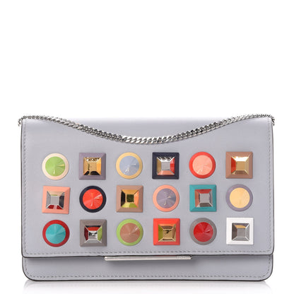 Fendi Vitello Dolce Studded Tube Wallet On Chain Ardesia Multicolor 1 of 8