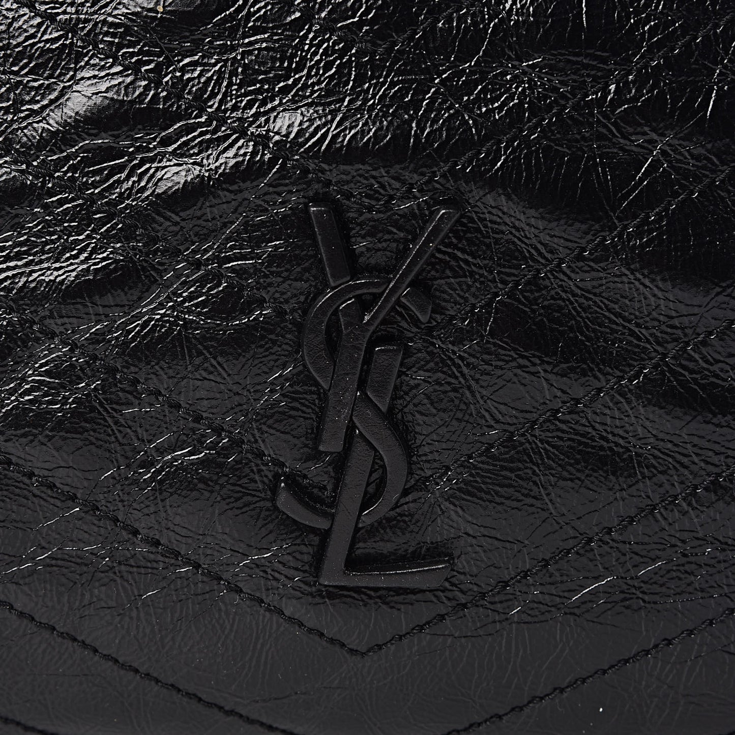 Crinkled Calfskin Matelasse Monogram Niki Shoulder Bag Black