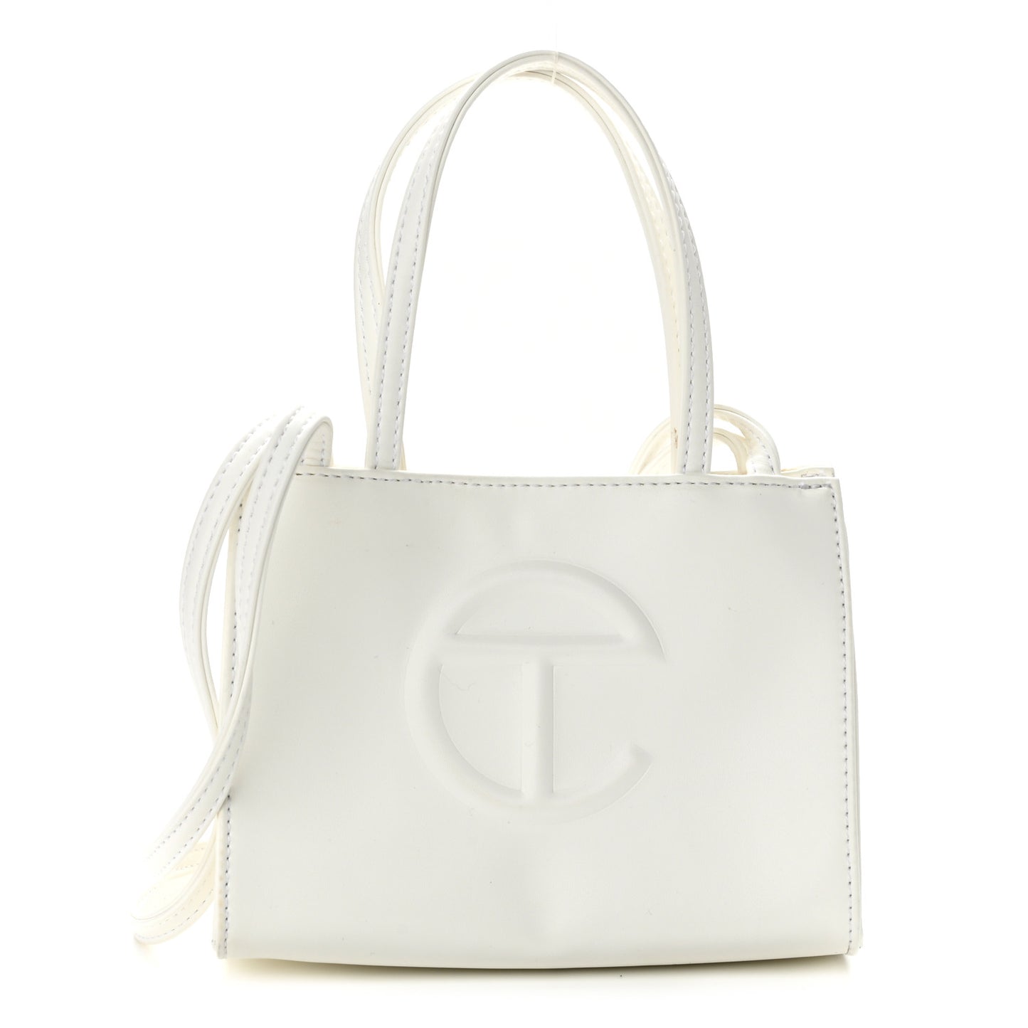 Vegan Leather Small Shopping Bag White