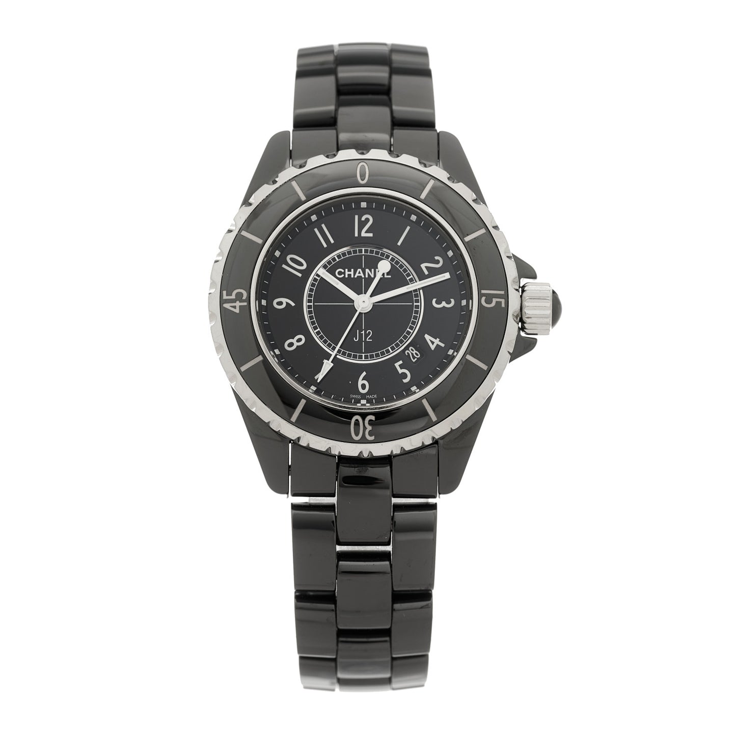 Stainless Steel Ceramic 33mm J12 Quartz Watch Black