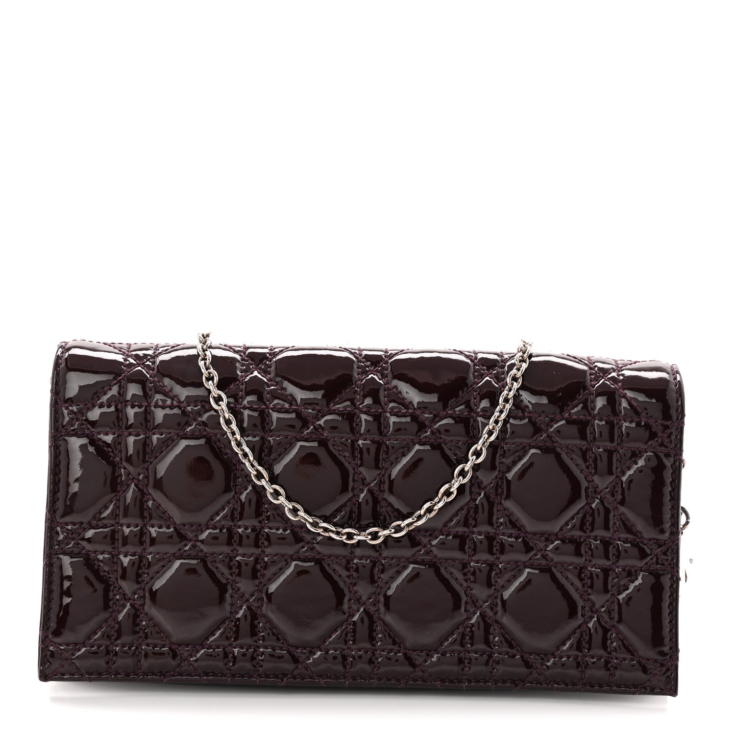 Christian Dior Patent Cannage Lady Dior Chain Wallet Purple 1 of 10