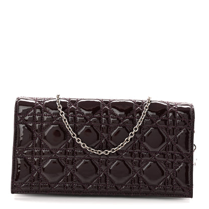 Christian Dior Patent Cannage Lady Dior Chain Wallet Purple 1 of 10