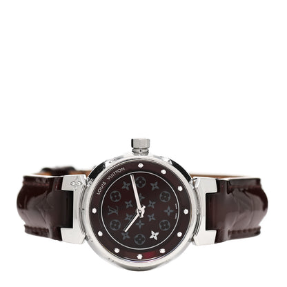 Louis Vuitton Stainless Steel Vernis Diamond 28mm Tambour Quartz Watch Amarante 2 of 4