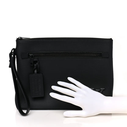 Louis Vuitton Grained Calfskin Aerogram Takeoff Pouch Black 2 of 7