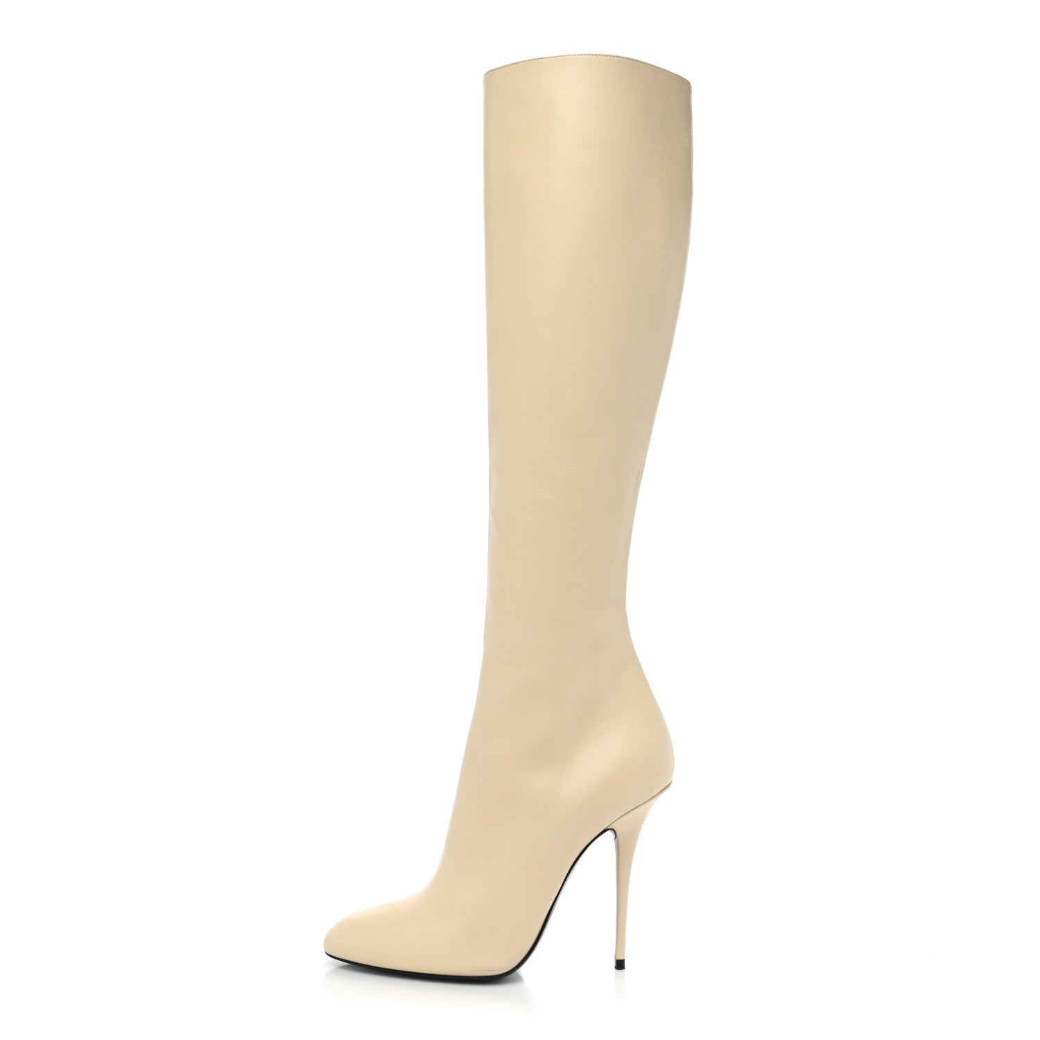 Saint Laurent Smooth Calfskin Linda 100 Knee High Boots 39 Eggshell 1 of 12