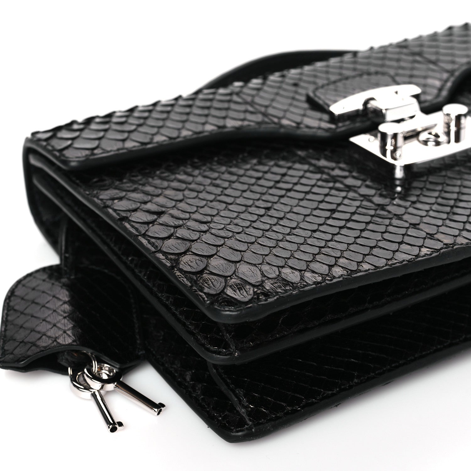 Gucci Snakeskin Small Lady Lock Briefcase Clutch Black 9 of 10