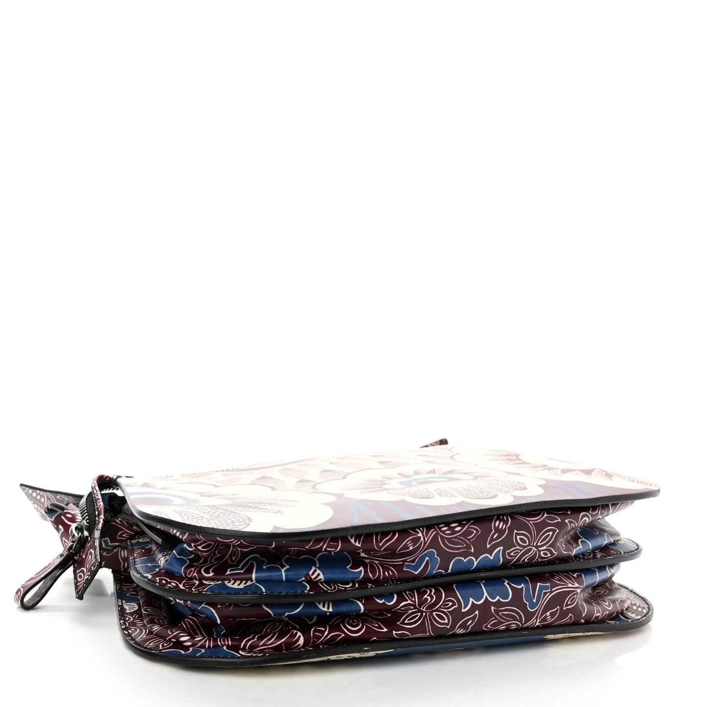 Calfskin Floral Print Mime Hobo Burgundy