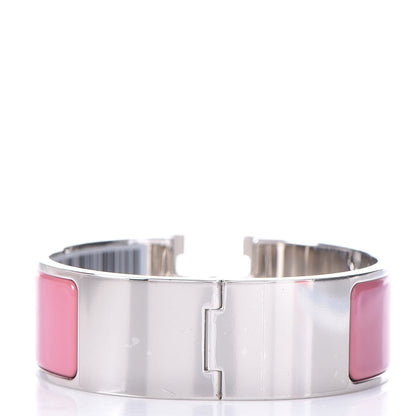 Hermes Enamel Wide Clic Clac H Bracelet PM Blanc Rose Velours 4 of 4