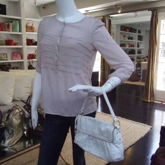 Fendi Calfskin Perforated Small Chef Shoulder Bag White 2 of 13