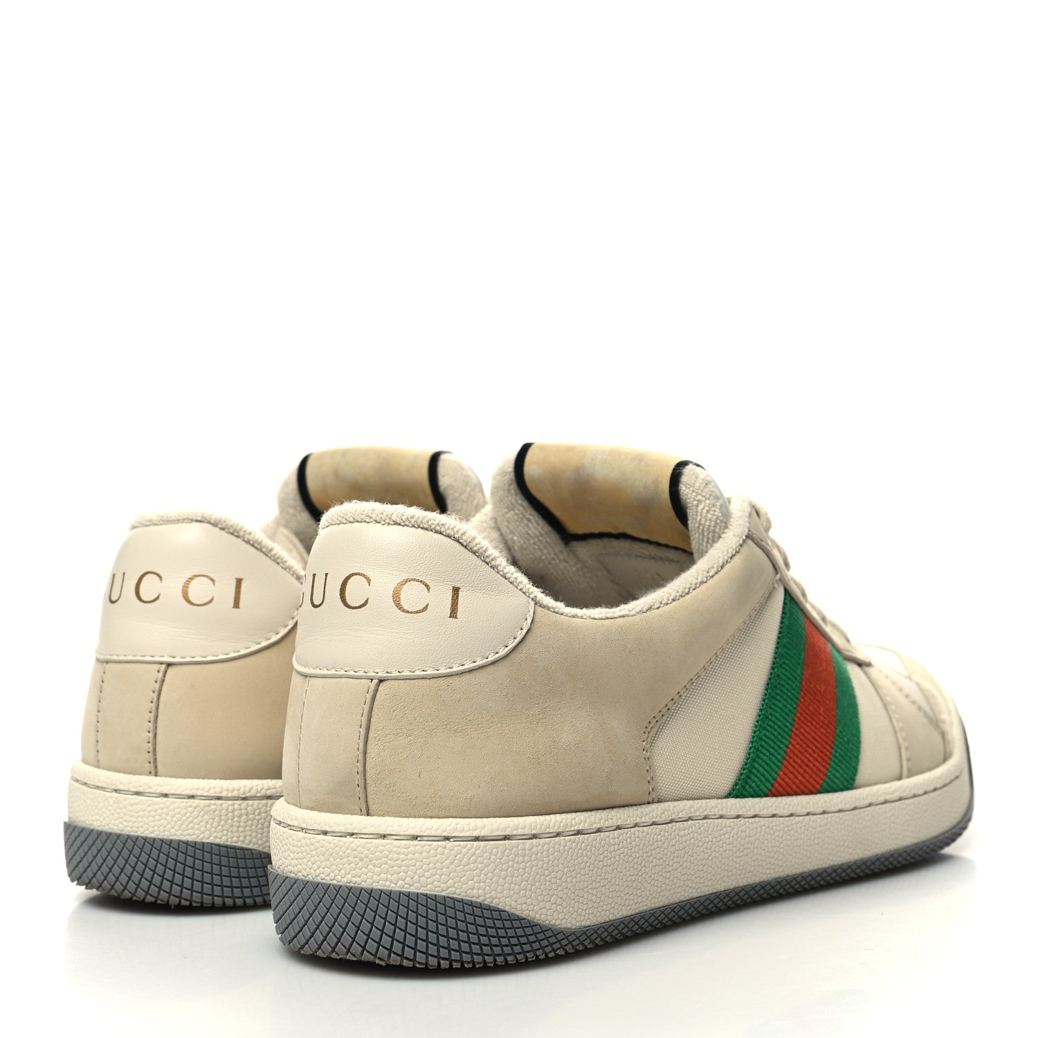 Gucci Nylon Nubuck Web Womens Screener Sneakers Mystic 37.5 Dusty Milk 4 of 9