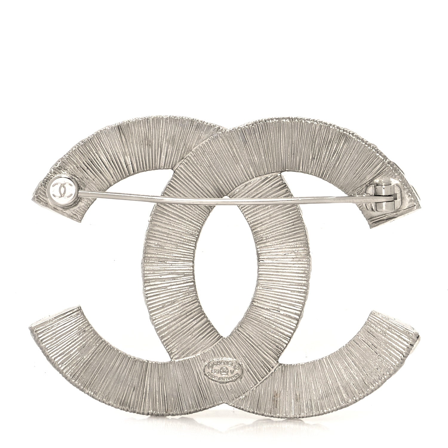 Chanel Baguette Crystal CC Brooch Silver 3 of 4