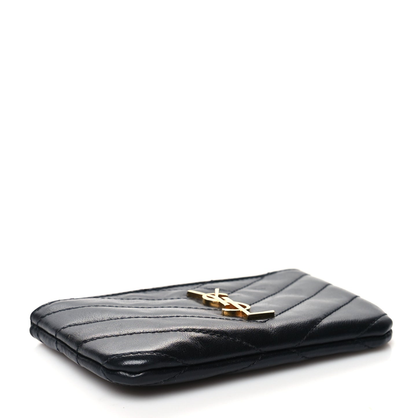 Calfskin Matelasse Monogram Key Pouch Black