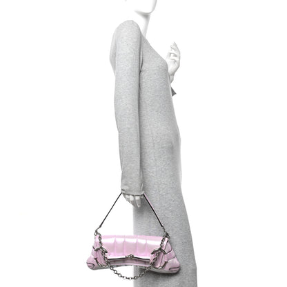 Gucci Iridescent Nappa Vertical Matelasse Medium Maxi Horsebit Chain Shoulder Bag Escape Pink 2 of 10