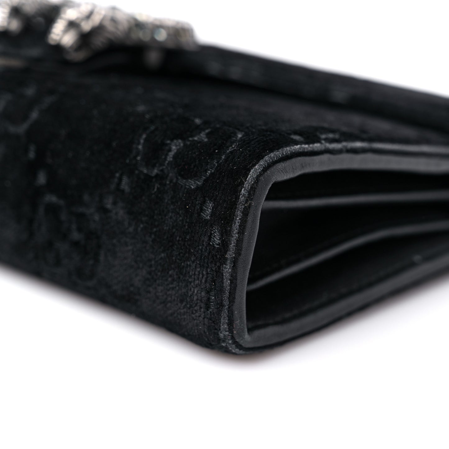 Velvet GG Monogram Mini Dionysus Chain Wallet Black