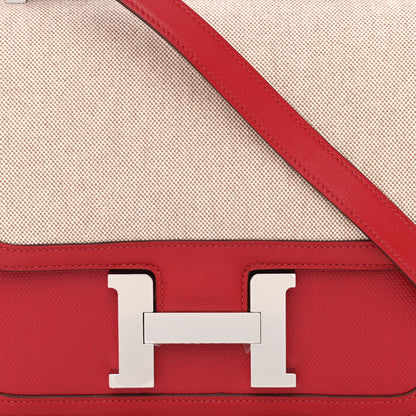 Hermes Swift Toile H Berline Constance 24 Rouge Piment Ecru 8 of 11